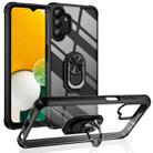 For Samsung Galaxy A13 4G/5G Shockproof Transparent TPU + Acrylic Protective Phone Case with Ring Holder(Black Silver) - 1