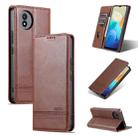 For vivo Y02A / Y02 4G Global / Y11 2023 AZNS Magnetic Calf Texture Leather Phone Case(Dark Brown) - 1