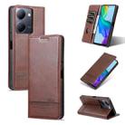 For vivo Y36 Global AZNS Magnetic Calf Texture Leather Phone Case(Dark Brown) - 1