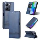 For vivo Y36 Global AZNS Magnetic Calf Texture Leather Phone Case(Dark Blu) - 1