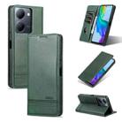 For vivo Y36 Global AZNS Magnetic Calf Texture Leather Phone Case(Dark Green) - 1