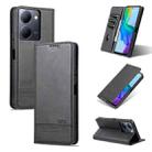 For vivo Y36 Global AZNS Magnetic Calf Texture Leather Phone Case(Black) - 1