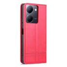 For vivo Y36 Global AZNS Magnetic Calf Texture Leather Phone Case(Red) - 3