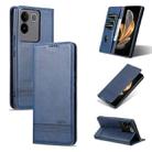 For vivo S17e AZNS Magnetic Calf Texture Leather Phone Case(Dark Blu) - 1