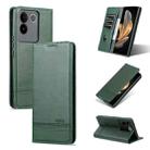 For vivo S17e AZNS Magnetic Calf Texture Leather Phone Case(Dark Green) - 1