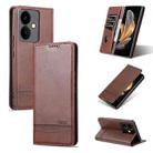 For vivo Y78+/Y78 Global AZNS Magnetic Calf Texture Leather Phone Case(Dark Brown) - 1
