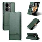 For vivo Y78+/Y78 Global AZNS Magnetic Calf Texture Leather Phone Case(Dark Green) - 1