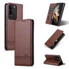 For vivo S17 Pro AZNS Magnetic Calf Texture Leather Phone Case(Dark Brown) - 1