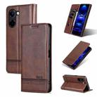 For vivo Y100i 5G AZNS Magnetic Calf Texture Leather Phone Case(Dark Brown) - 1