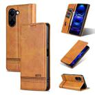 For vivo Y100i 5G AZNS Magnetic Calf Texture Leather Phone Case(Light Brown) - 1