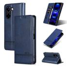 For vivo Y100i 5G AZNS Magnetic Calf Texture Leather Phone Case(Dark Blu) - 1