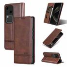 For vivo S18 AZNS Magnetic Calf Texture Leather Phone Case(Dark Brown) - 1