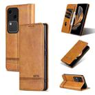 For vivo S18 AZNS Magnetic Calf Texture Leather Phone Case(Light Brown) - 1
