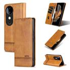 For vivo S19 AZNS Magnetic Calf Texture Leather Phone Case(Light Brown) - 1