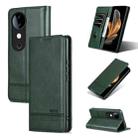 For vivo S19 AZNS Magnetic Calf Texture Leather Phone Case(Dark Green) - 1