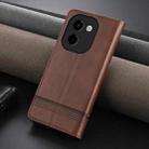 For vivo Y200 5G AZNS Magnetic Calf Texture Leather Phone Case(Dark Brown) - 3