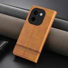 For vivo Y200 5G AZNS Magnetic Calf Texture Leather Phone Case(Light Brown) - 3