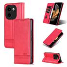 For vivo Y200 5G AZNS Magnetic Calf Texture Leather Phone Case(Red) - 1