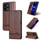 For vivo Y28 4G AZNS Magnetic Calf Texture Leather Phone Case(Dark Brown) - 1