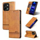 For vivo Y28 4G AZNS Magnetic Calf Texture Leather Phone Case(Light Brown) - 1