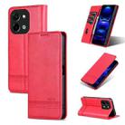 For vivo Y28 4G AZNS Magnetic Calf Texture Leather Phone Case(Red) - 1