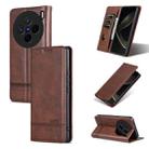 For vivo X200 AZNS Magnetic Calf Texture Leather Phone Case(Dark Brown) - 1