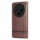 For vivo X200 AZNS Magnetic Calf Texture Leather Phone Case(Dark Brown) - 3