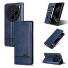 For vivo X200 AZNS Magnetic Calf Texture Leather Phone Case(Dark Blu) - 1