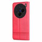 For vivo X200 AZNS Magnetic Calf Texture Leather Phone Case(Red) - 3