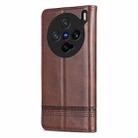 For vivo X200 Pro mini AZNS Magnetic Calf Texture Leather Phone Case(Dark Brown) - 3