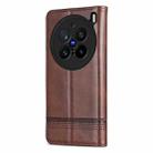For vivo X200 Pro AZNS Magnetic Calf Texture Leather Phone Case(Dark Brown) - 3