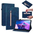 For Lenovo Tab M10 10.1 3rd Gen Skin Feel Solid Color Zipper Leather Tablet Case(Blue) - 1