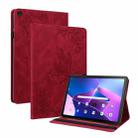 For Lenovo Tab M10 10.1 3rd Gen Butterfly Flower Embossed Leather Tablet Case(Red) - 1