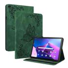 For Lenovo Tab M10 10.1 3rd Gen Butterfly Flower Embossed Leather Tablet Case(Green) - 1