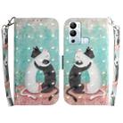 For Infinix Hot 12i 3D Colored Horizontal Flip Leather Phone Case(Black White Cat) - 1