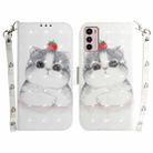 For Motorola Moto G42 3D Colored Horizontal Flip Leather Phone Case(Cute Cat) - 1