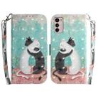 For Motorola Moto G42 3D Colored Horizontal Flip Leather Phone Case(Black White Cat) - 1