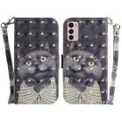 For Motorola Moto G42 3D Colored Horizontal Flip Leather Phone Case(Hug Cat) - 1