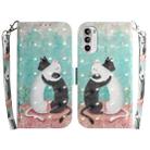 For Motorola Moto G52J Japan Version 3D Colored Horizontal Flip Leather Phone Case(Black White Cat) - 1