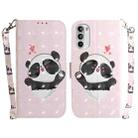 For Motorola Moto G52J Japan Version 3D Colored Horizontal Flip Leather Phone Case(Heart Panda) - 1