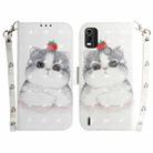 For Nokia C21 Plus 3D Colored Horizontal Flip Leather Phone Case(Cute Cat) - 1