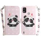 For Nokia C21 Plus 3D Colored Horizontal Flip Leather Phone Case(Heart Panda) - 1