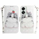 For OnePlus Nord 2T 3D Colored Horizontal Flip Leather Phone Case(Cute Cat) - 1