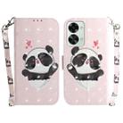 For OnePlus Nord 2T 3D Colored Horizontal Flip Leather Phone Case(Heart Panda) - 1