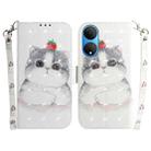 For Honor X7 3D Colored Horizontal Flip Leather Phone Case(Cute Cat) - 1