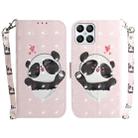 For Honor X8 3D Colored Horizontal Flip Leather Phone Case(Heart Panda) - 1