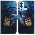 For Infinix Hot 12i Coloured Drawing Leather Phone Case(Oil Painting Owl) - 1