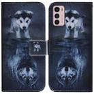 For Motorola Moto G42 Coloured Drawing Leather Phone Case(Wolf and Dog) - 1