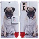 For Motorola Moto G42 Coloured Drawing Leather Phone Case(Pug) - 1