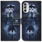 For Motorola Moto G52J Japan Version Coloured Drawing Leather Phone Case(Wolf and Dog) - 1
